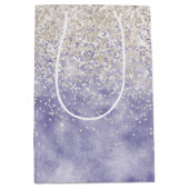 Lila White Glitz Glitzer Mittlere Geschenktüte (Vorderseite)