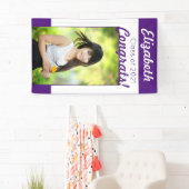 Lila & White Glückwunschs 1 Foto Graduation Party Banner (Insitu)