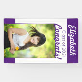 Lila & White Glückwunschs 1 Foto Graduation Party Banner (Horizontal)