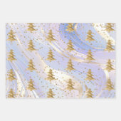Lila White Gold Christmas Tree Glitz Geschenkpapier Set (Vorderseite)