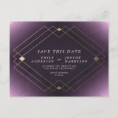 Lila White Gold Deko Lines Save the Date Hochzeit Postkarte (Vorderseite)
