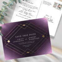 Lila White Gold Deko Lines Save the Date Hochzeit