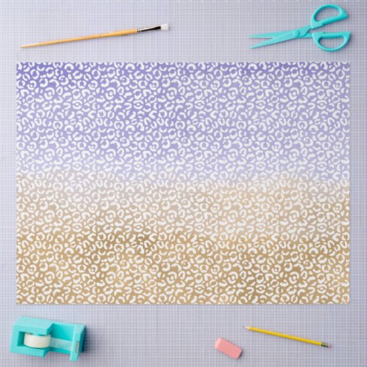 Lila White Gold Ombre Leopard Print Seidenpapier (Basteln)