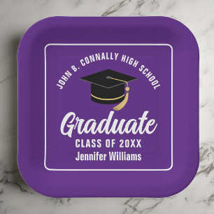 Lila White Graduate 2025 Graduation Party Square Pappteller