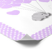 Lila, White Gray Elephant Baby Shower 2 - Gast Poster (Ecke)