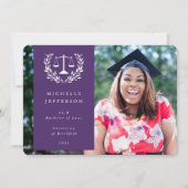 Lila+White Law Scales Laurel Wreath Foto Ankündigung (Vorderseite)