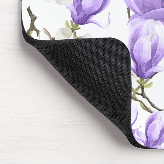 Lila-White Magnolia Blossom Wasserfarbenes Muster Mousepad (Ecke)