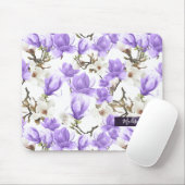 Lila-White Magnolia Blossom Wasserfarbenes Muster Mousepad (Mit Mouse)