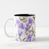 Lila-White Magnolia Blossom Wasserfarbenes Muster Zweifarbige Tasse (Links)
