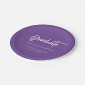 Lila White Modern Script Graduation Party Paper Pappteller (Schrägansicht)