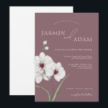 Lila White Orchids Initials Floral Wedding Einladung<br><div class="desc">Feiern Sie die Schönheit des Frühlings oder Sommers mit unseren modernen Lila und weißen Orchideen Initials Blumenzwiebelung. Dieses Botanische Meisterwerk ist in Aquarellfarbe handgezeichnet und zeichnet sich durch exquisite Orchideen auf einem lila Hintergrund aus, die Reinheit und Eleganz symbolisieren. Personalisiert mit den Initialen des Ehepaares inmitten eines Bettes von unberührten...</div>