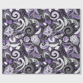 Lila White Paisley Print Elegante Geburtstagsparty Geschenkpapier (Flach)