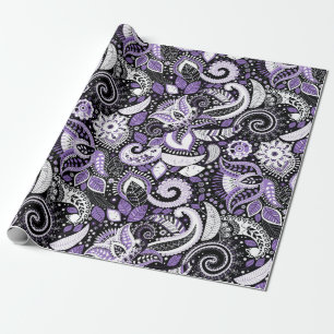 Lila White Paisley Print Elegante Geburtstagsparty Geschenkpapier