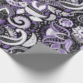 Lila White Paisley Print Elegante Geburtstagsparty Geschenkpapier (Ecke)