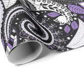 Lila White Paisley Print Elegante Geburtstagsparty Geschenkpapier (Rolleneckpunkt)