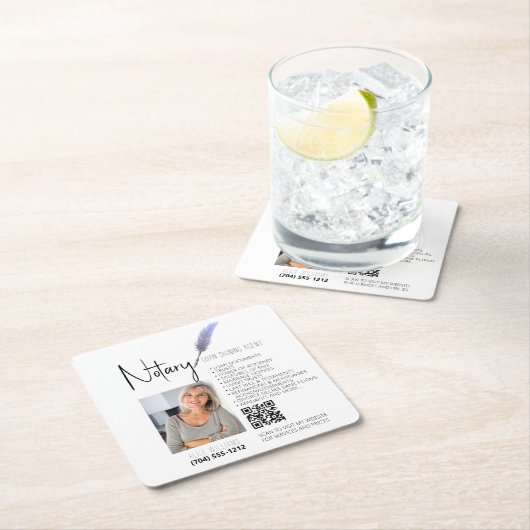 Lila-White-QR-Code Notary Promotion Rechteckiger Pappuntersetzer (Vor Ort)