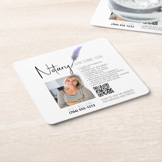 Lila-White-QR-Code Notary Promotion Rechteckiger Pappuntersetzer (angewinkelt)