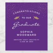 Lila White Script Gold Cap Abschluss Weinetikett (Einzelnes Label)