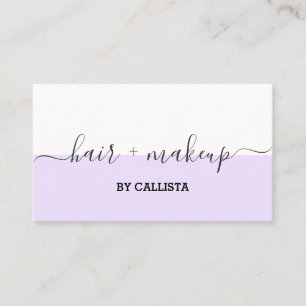 Lila White Script Hair Makeup Business Card Visitenkarte