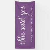 Lila White She Said Yes Brautparty Banner (Vertikal)