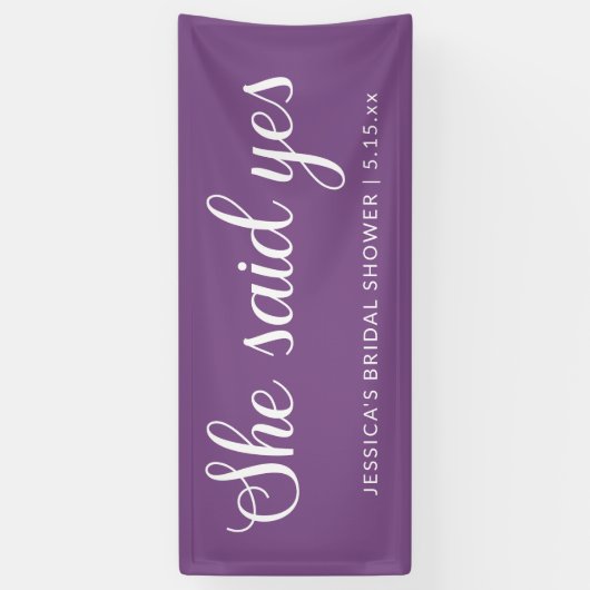 Lila White She Said Yes Brautparty Banner (Vertikal)