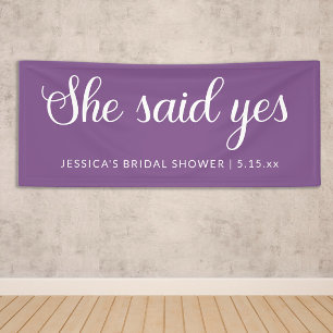 Lila White She Said Yes Brautparty Banner