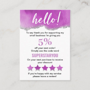 Lila White Silver Glitzer Vielen Dank Visitenkarte