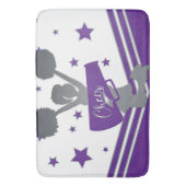 Lila White Silver Stars Cheer Cheer-Leader Badematte (Vorderseite Vertikal)