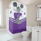 Lila White Silver Stars Cheer Cheer-Leader Duschvorhang (Beispiel)
