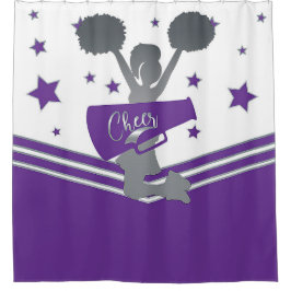 Lila White Silver Stars Cheer Cheer-Leader Duschvorhang