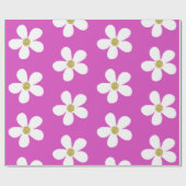 Lila White Simple Daisy Gold Geschenkpapier (Flach)