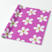 Lila White Simple Daisy Gold Geschenkpapier (Ungerollt)