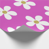 Lila White Simple Daisy Gold Geschenkpapier (Ecke)