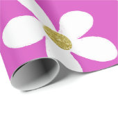 Lila White Simple Daisy Gold Geschenkpapier (Rolleneckpunkt)