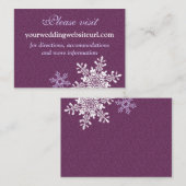 Lila White Snowflake Wedding Website Beipackkarte Begleitkarte (Vorne/Hinten)