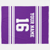 Lila White Sports Jersey Fleecedecke (Vorderseite (Horizontal))