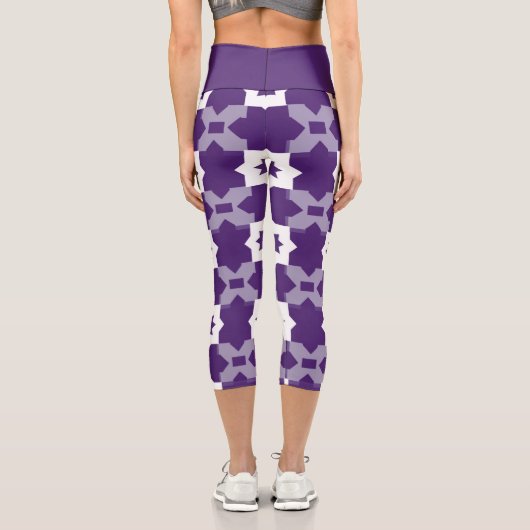 Lila White Star Geometry High Waisted Capris (Rückseite)