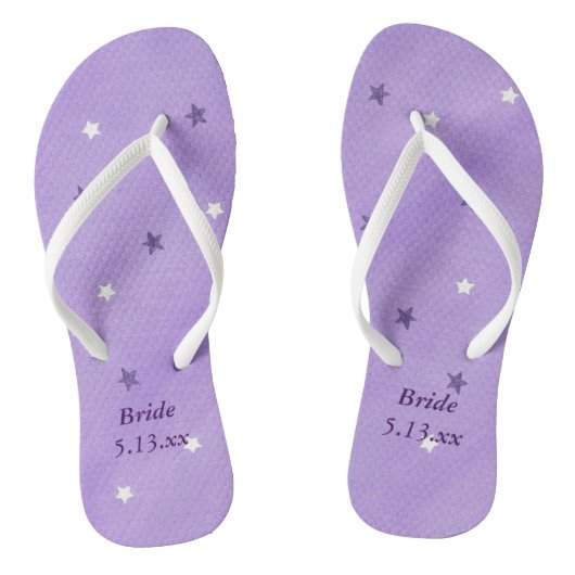 Lila White Stars Lavender Bride Wedding FlipFlop Badesandalen (Fußbett)