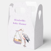 Lila White Stork Baby Dusche Geschenkschachtel (Geöffnet)