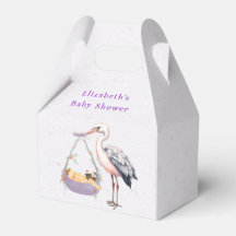 Lila White Stork Baby Dusche