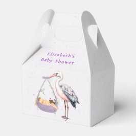 Lila White Stork Baby Dusche Geschenkschachtel
