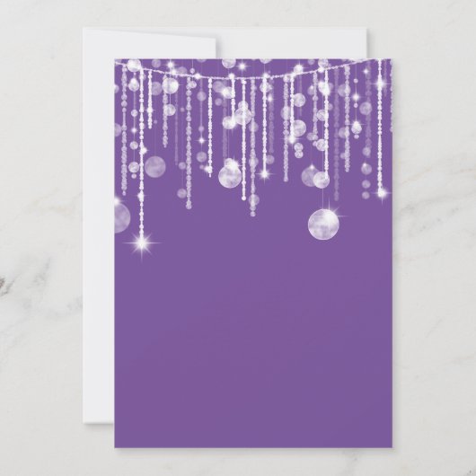 Lila White String Lights Party Einladung (Rückseite)