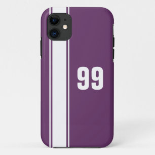 Lila & White Stripe Jersey Numbered iPhone Case