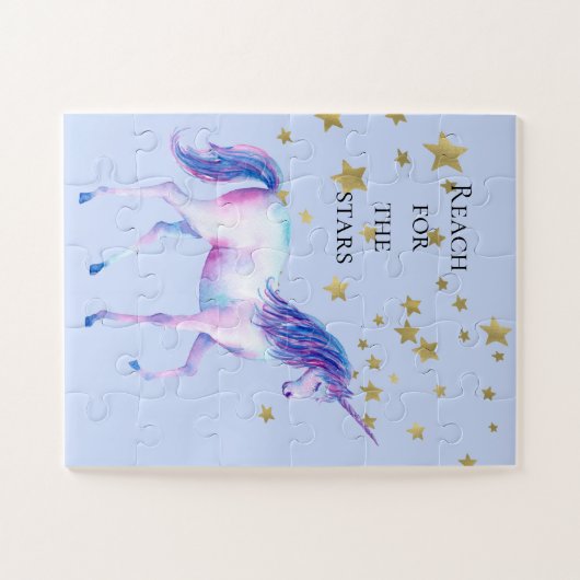 Lila White Unicorn Stars Puzzle (Horizontal)
