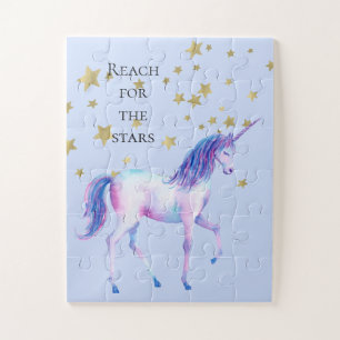 Lila White Unicorn Stars Puzzle