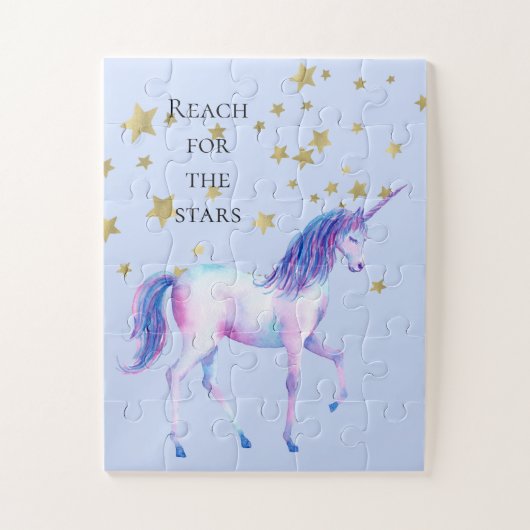 Lila White Unicorn Stars Puzzle (Vertikal)