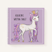 Lila White Unicorn Tiara Kleine Tablette zum Schre Notizblock (Vorderseite)