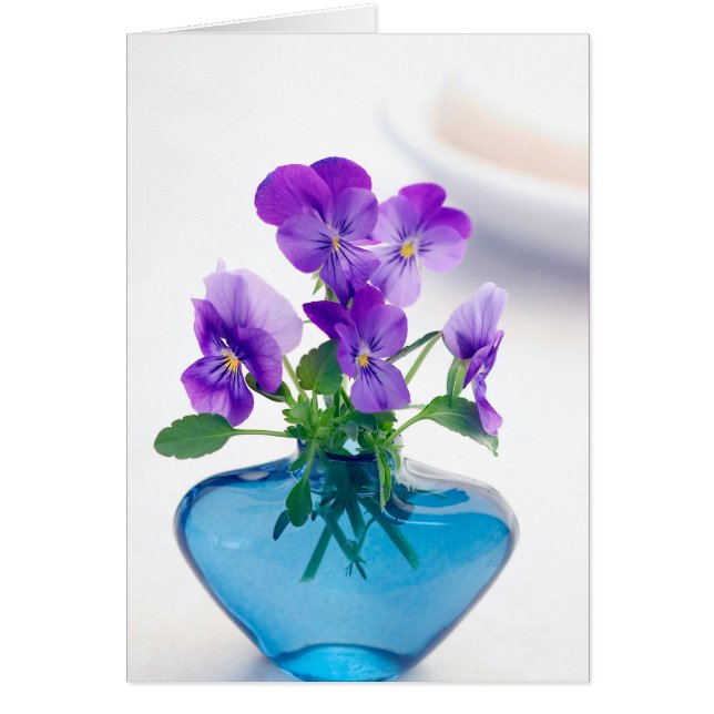 Lila White Violas Blume Blue Vase Floral (Vorne)