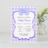 lila White Watercolor Kinderdusche Einladung (Stehend Vorderseite)