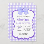 lila White Watercolor Kinderdusche Einladung (Vorne/Hinten)